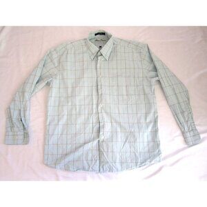 Men's Alan Flusser Button Up Cotton Plaid Long Sleeve Shirt Sz L (MT246)